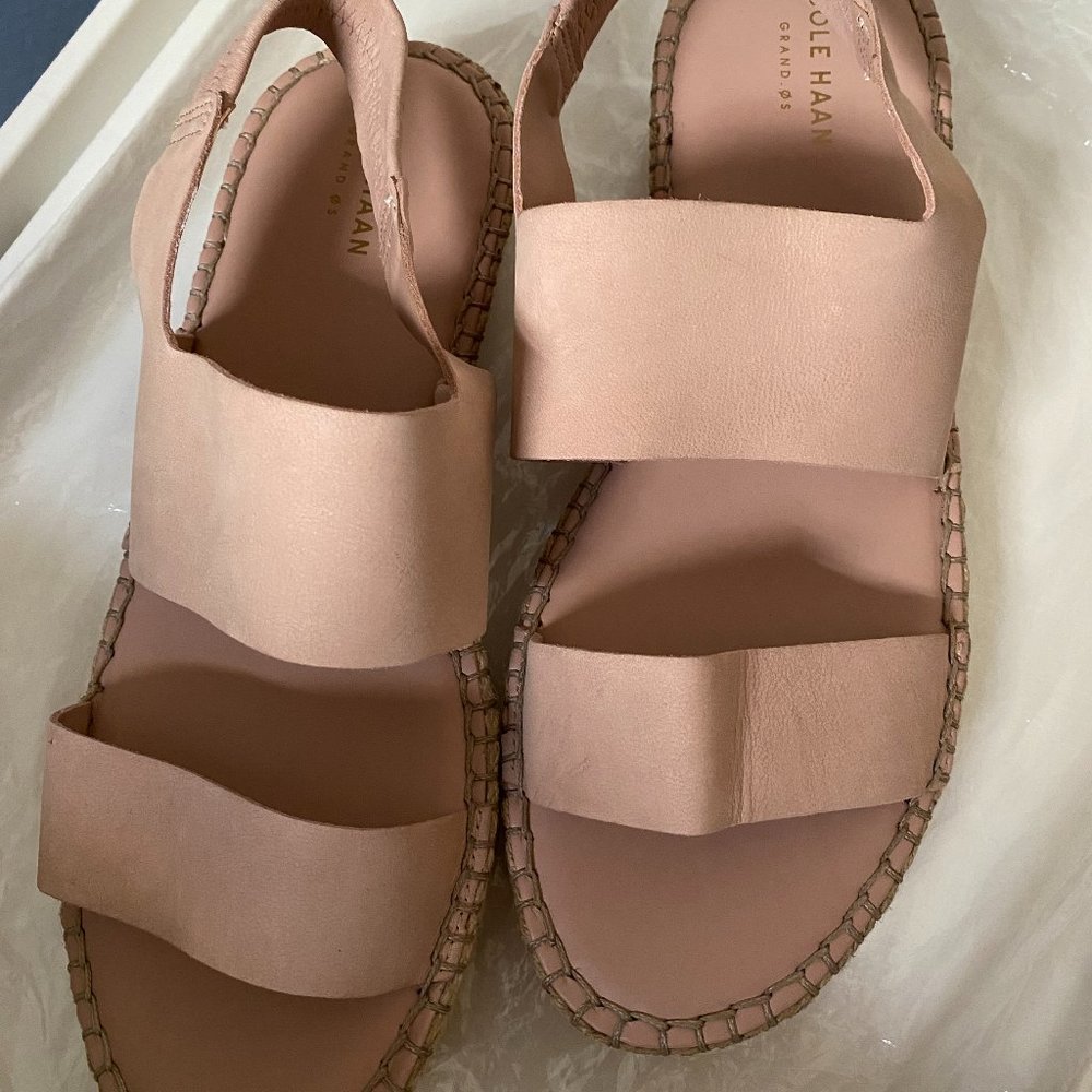 Cole Haan Cloudfeel Espadrille Sandal, size 8.5, peach pink.